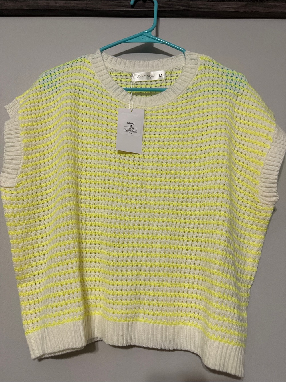 Knit Stripe Sleeveless Sweater Vest in Yellow and Cream
